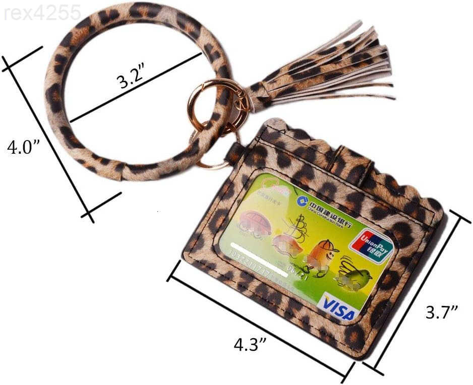 Multifunctional Bangle Key Ring Card Holder PU Leather Round Keychain With Matching Wristlet Wallet For Women GirlsW250911