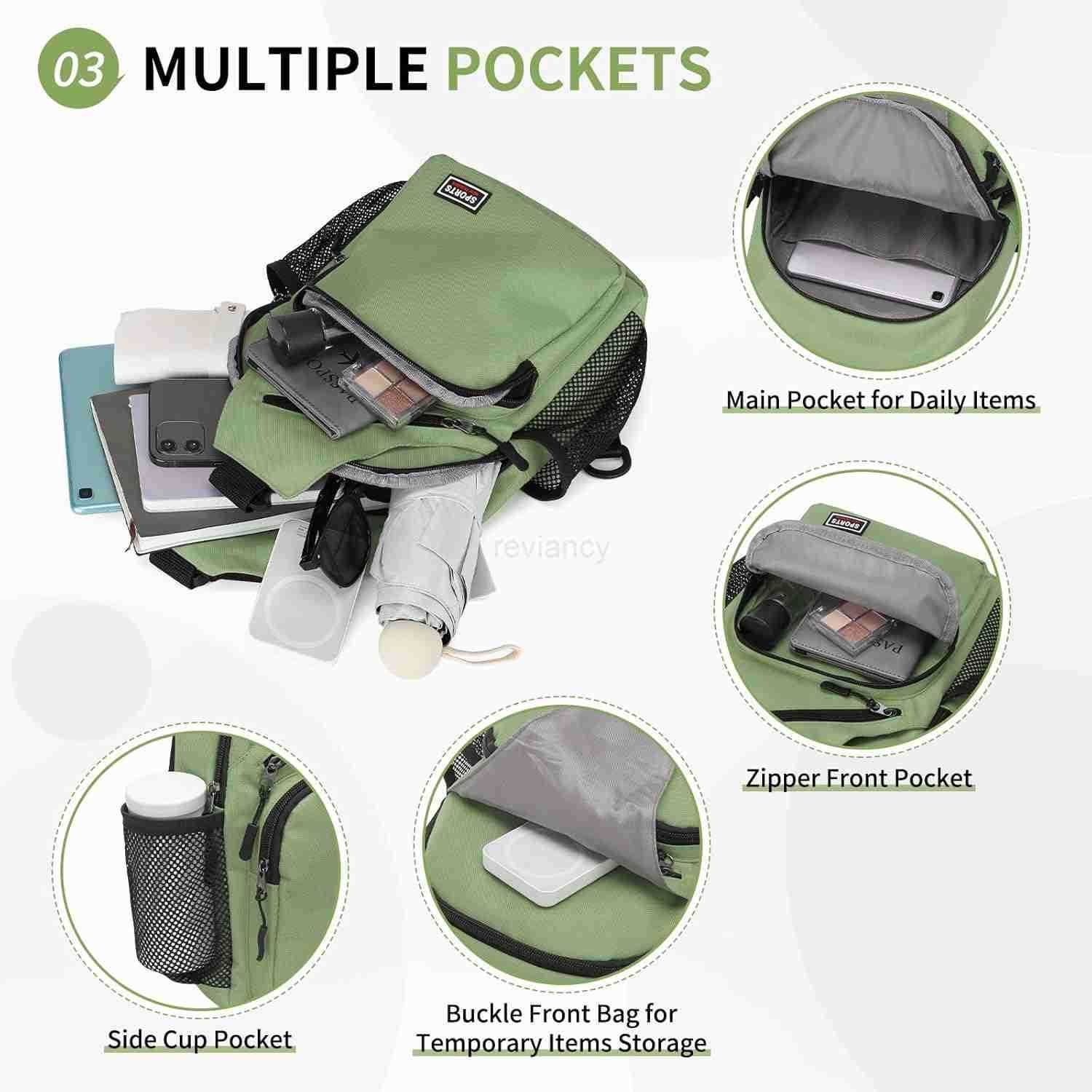 Sling Bag Crossbody Backpack 11Inch Pads Bags with Headphone Jack Shoulder Bag Casual Pack for Women Men Hiking Travel Cycling WhiteW250911