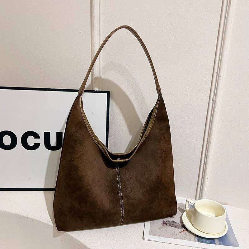 New popular women's large capacity versatile shoulder retro frosted bucket tote bag