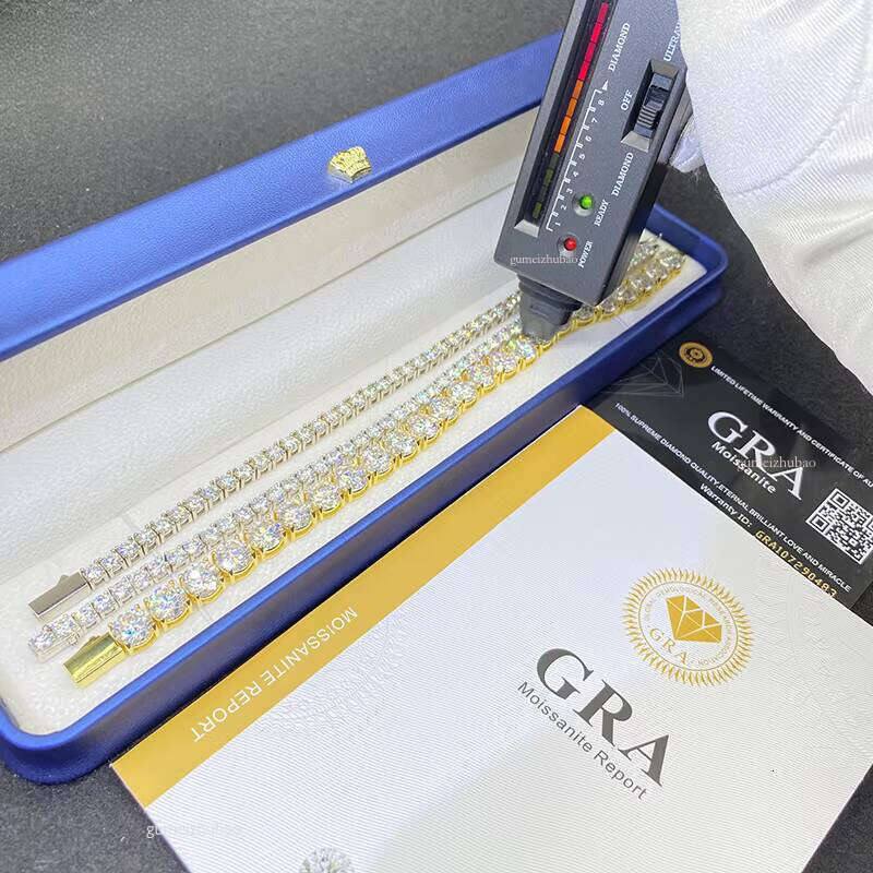 Ice Out Round Tennis Chain Sterling Sier Silicon Stone Necklace Fine Jewelry