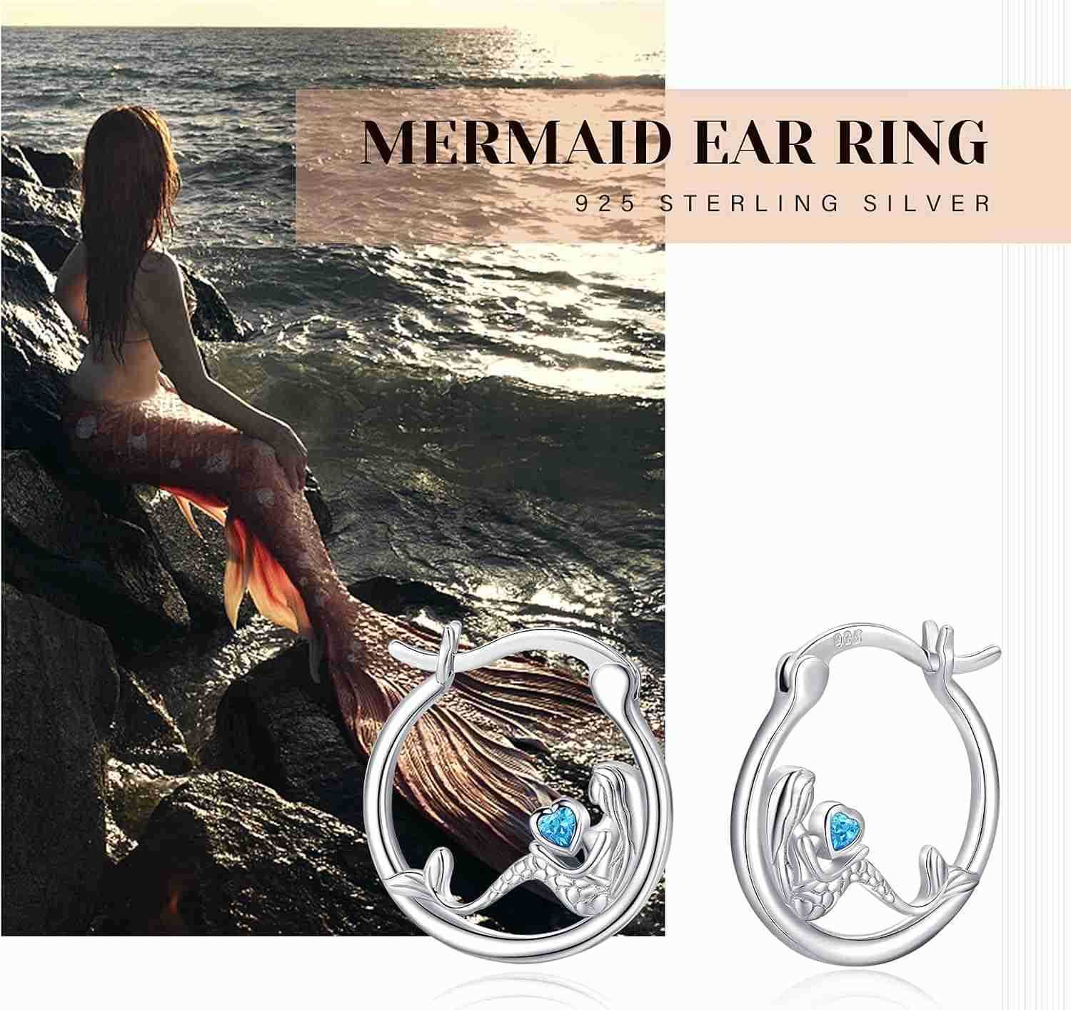 Animal Earrings 925 Sterling Silver HedgehogCatRaccoonMermaidPanda Hoop Earrings Hypoallergenic Hoop Huggie Earrings Animal Jewelry Gifts for WomenW25