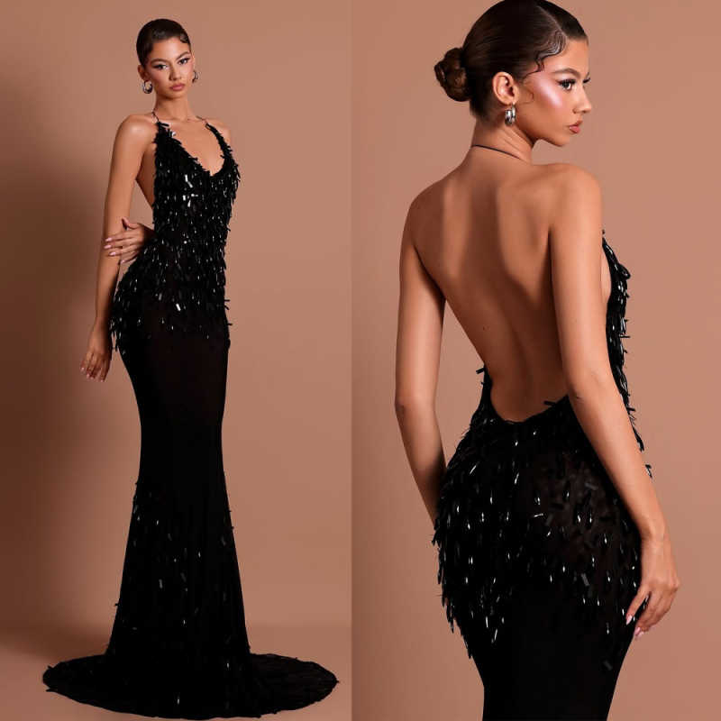Sexy Evening Dress Backless Mermaid Prom Gowns Shine Lace Satin Applique Prom Dress Sequined Robes De Mariee Size Customized vestido de novia L252044