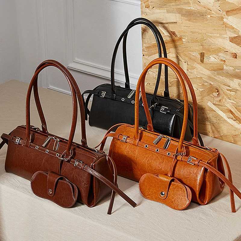 Toptrends Cowhide Genuine Leather Underarm Shoulder Bags For Women 2025 Luxury Designer Bowling Work Purses Tote Ladies Handbags W250911