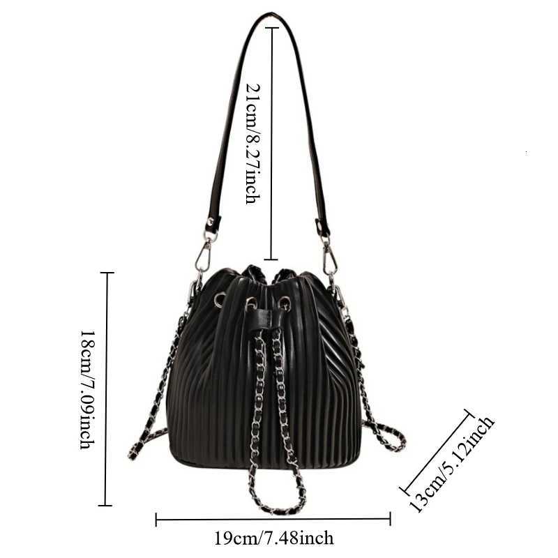 Women Crossbody Bag New Fashion Pleated Chain Shoulder Bag Simple Versatile Bucket Bag Soft PU Handbag Torebki Damskie Z250911