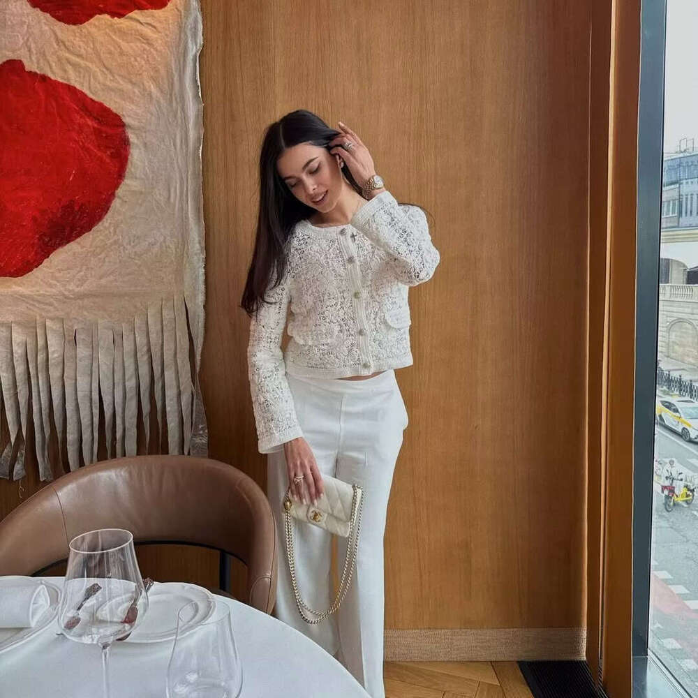 DHEssentials 2025 Fashion New Small Chanel Style Buttoned Crochet Jacket for Women 8779179