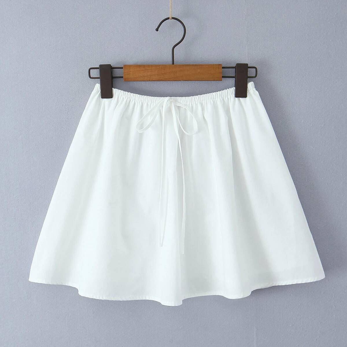 White Mini Women Summer 2025 Japanese Y2k Fashion Ruched Skirts Vintage Kawaii Pencil Skirt With Shorts Front Tie dongdumaoyi