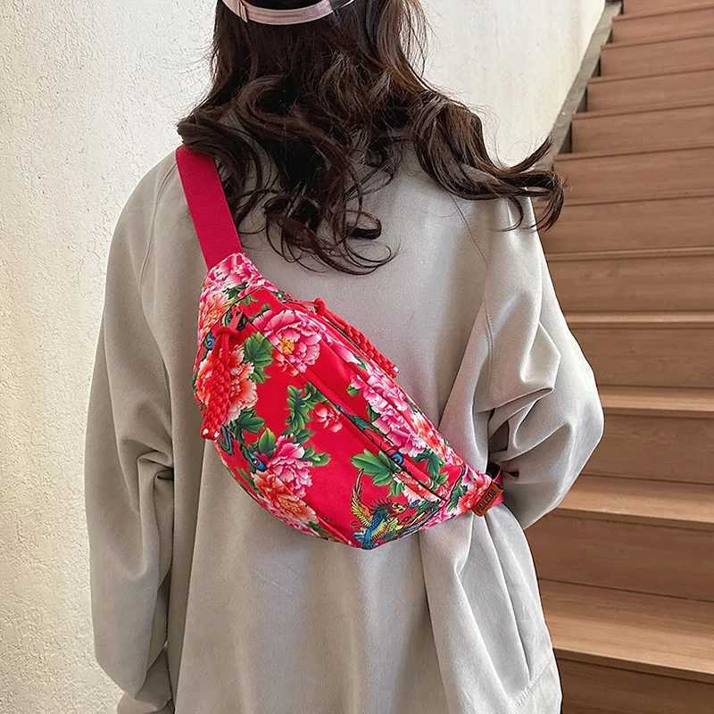 Women Fanny Bag Pack Large Flower Nylon Belt Bags Fashion Waist Pack Zipper Bag Adjustable Lightweight Multifunction Waterproof Z250911