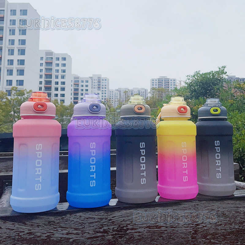 New Matte Gradient Summer Sports Fitness Water Bottle with High Aesthetic and Large Capacity Handle H250911