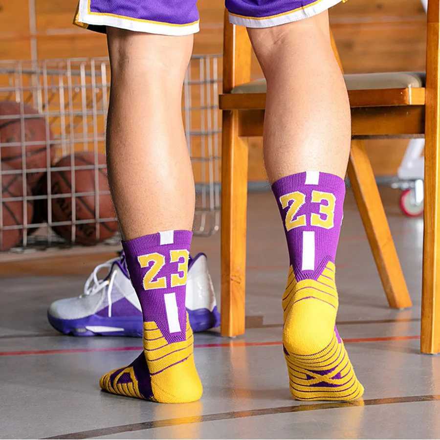 10Pairs men women number 23 Grippy Bottom Athletic Socks for Football Basketball Baseball Rugby Soccer Cycling Running D250911