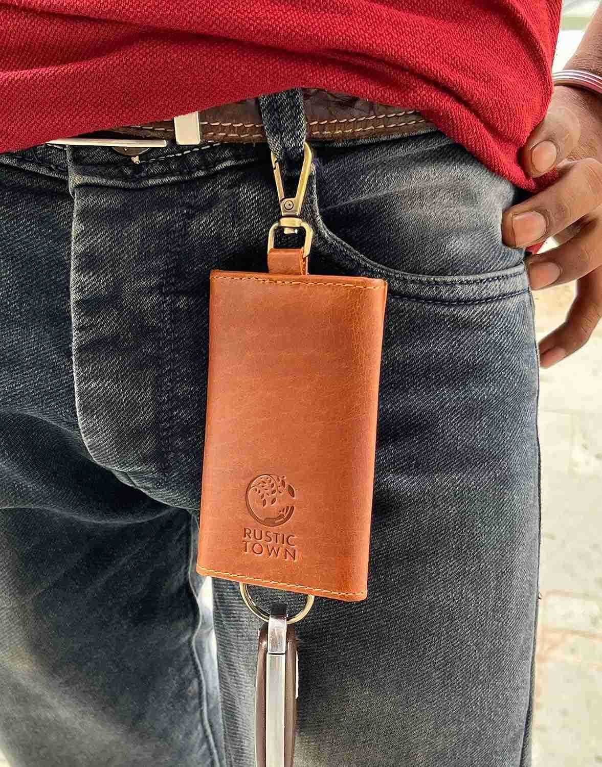 Leather Key Holder Smart Fob Car Key Loop Wallet Slim Keychain Pouch Practical Key Organizer for Men WomenW250911
