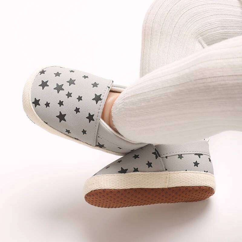 Fashionable Baby Boy Canvas Spring And Autumn Flat Shoes With Star Embellishment soft 0-18M Newborn Soft Sole Anti Slip