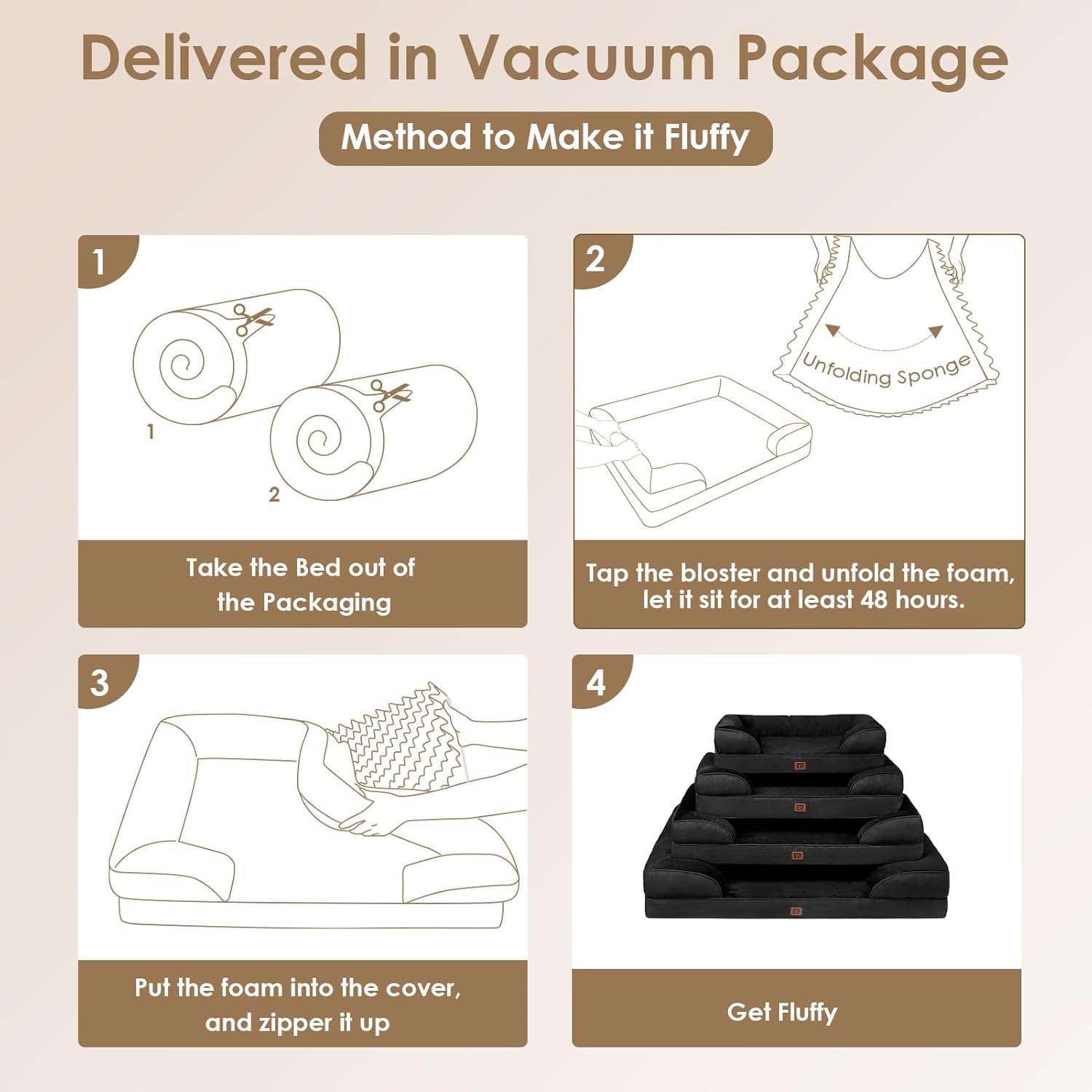 Waterproof Memory Foam Dog Bed for Extra Large Dogs, Non-Slip Bottom and Egg-Crate Foam Big Pet Couch Bed with Washable Removable Cover