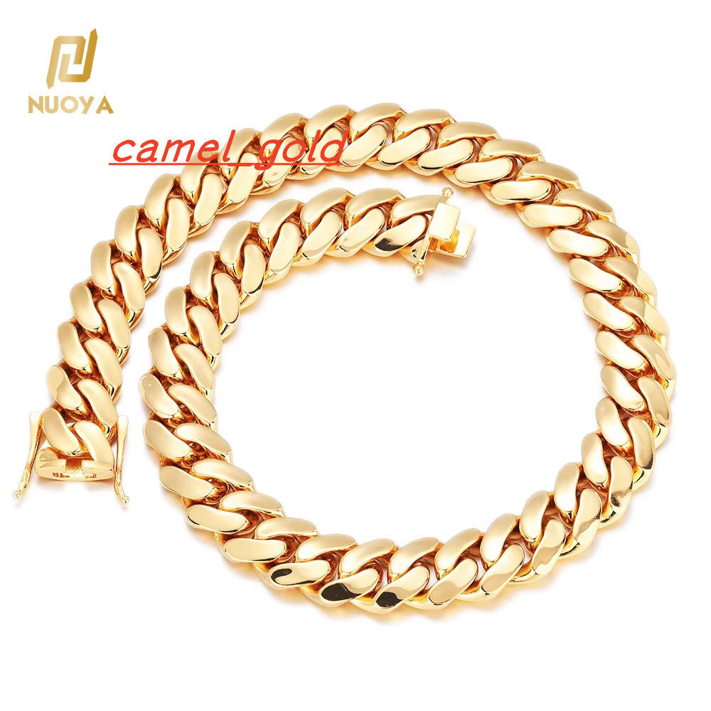 NUOYA Wholesale 22mm 18K Plated Gold Miami Cuban Link Chain Heavy Solid Cuban Chain Necklace for Men Hip Hop Fine Jewelry