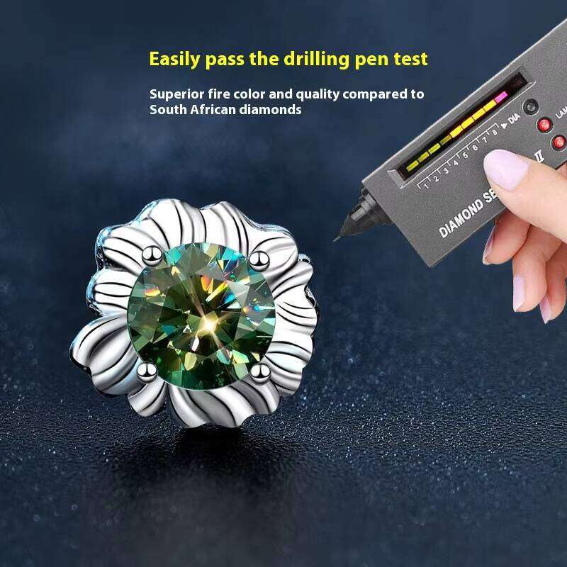 Cute Exquisite Green Moissanite Niche Design Sterling Sier Earrings Women's Ins Style Suower Collection