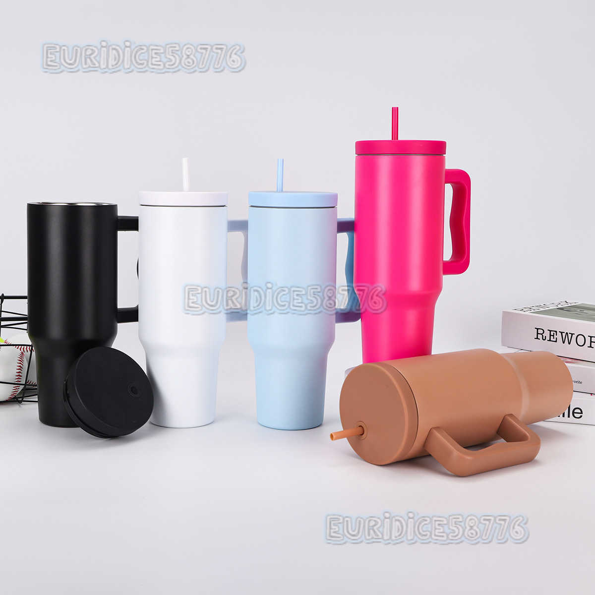 40oz Third Generation Straw Car Cup 304 Stainless Steel Insulated Cup Large Capacity Handle Ice Cup Car Mount H250911