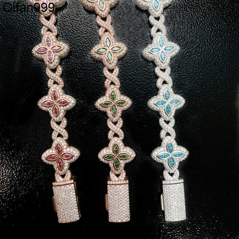 Best Selling Hip Hop Rapper Cuban Clover Bracelets 925 Sterling Silver VVS Moissanite Infinity Cuban Link Bracelet Fine Jewelry