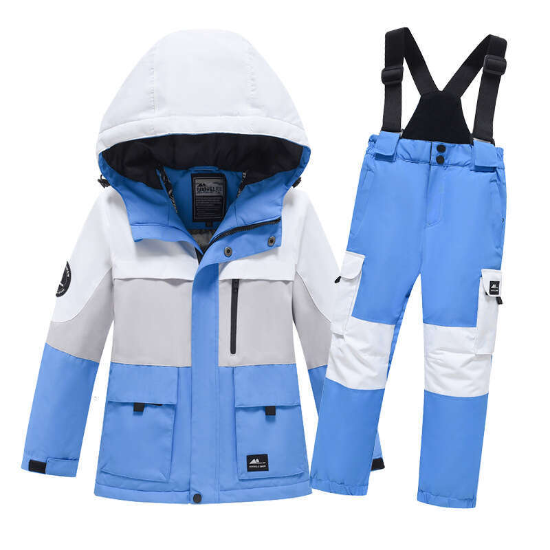 New Children's Boys Girls Cargo Ski Windproof Waterproof Single And Double Board Snow Suit