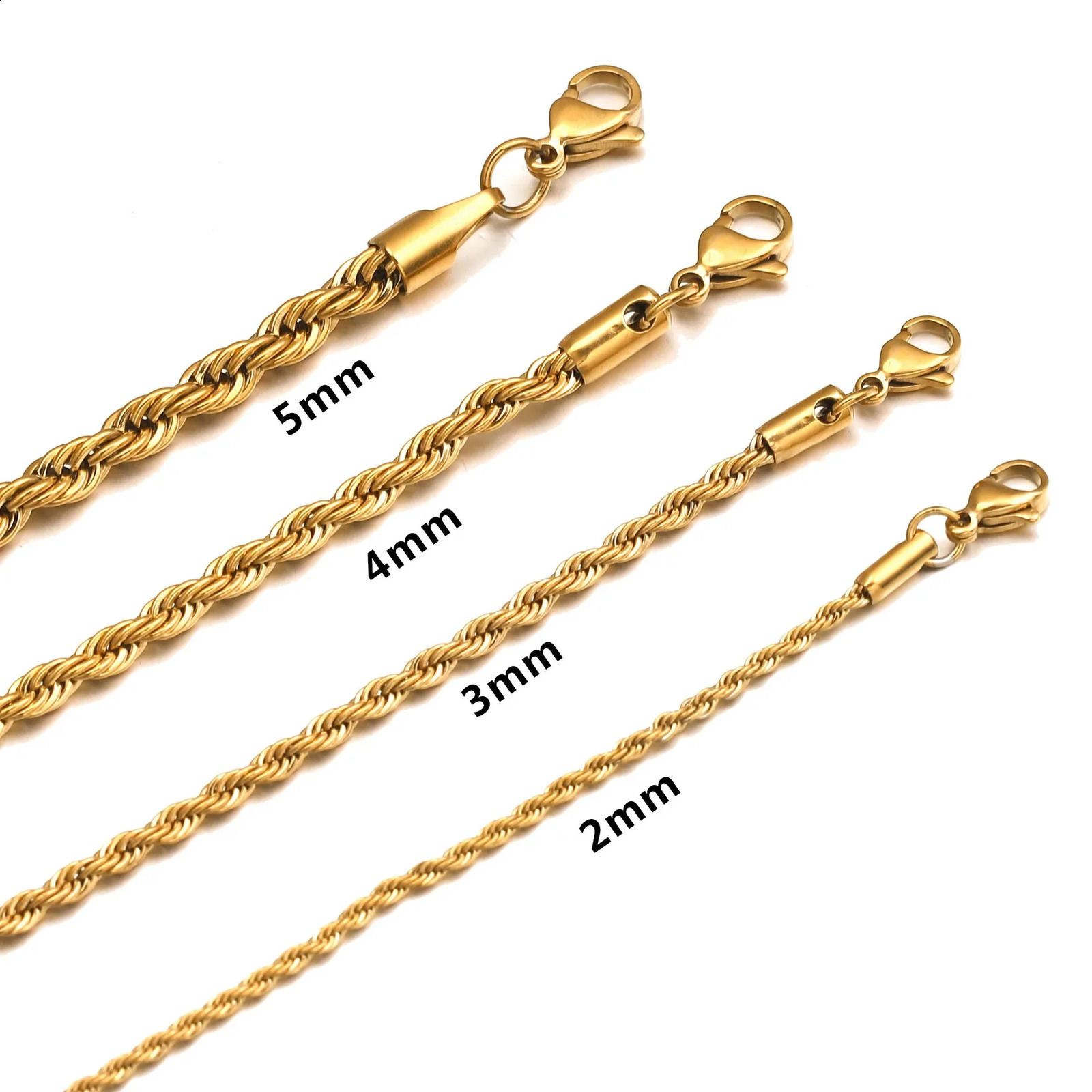 Stainless Steel Bracelet For Women Men 23456MM Gold Color Twisted Rope Chain Bangle Fashion Never Fade Jewelry Accessories 250910
