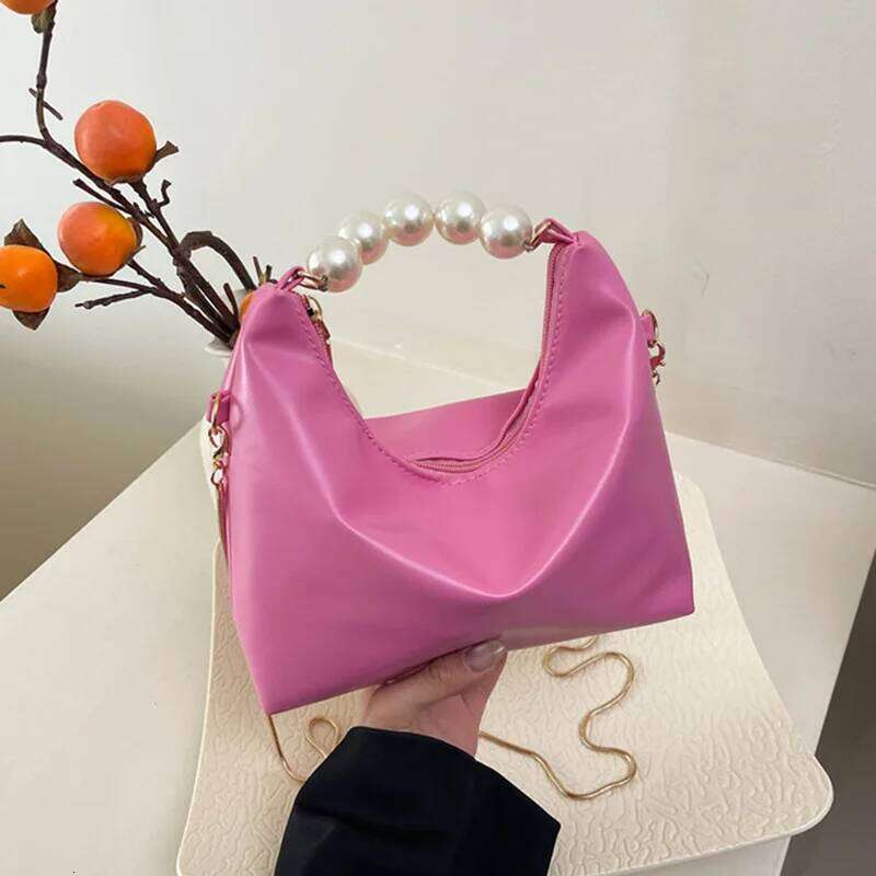 Women Pearl Handle Handbag Fashionable Elegant Lightweight Dumpling With Long Chain Outing Crossbody Bag Shoulder Bags