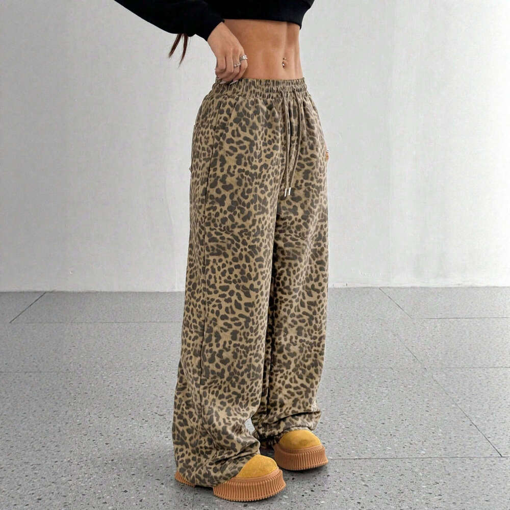 New Fashion INS Trend Street Leopard Print Loose Casual Pants for Women