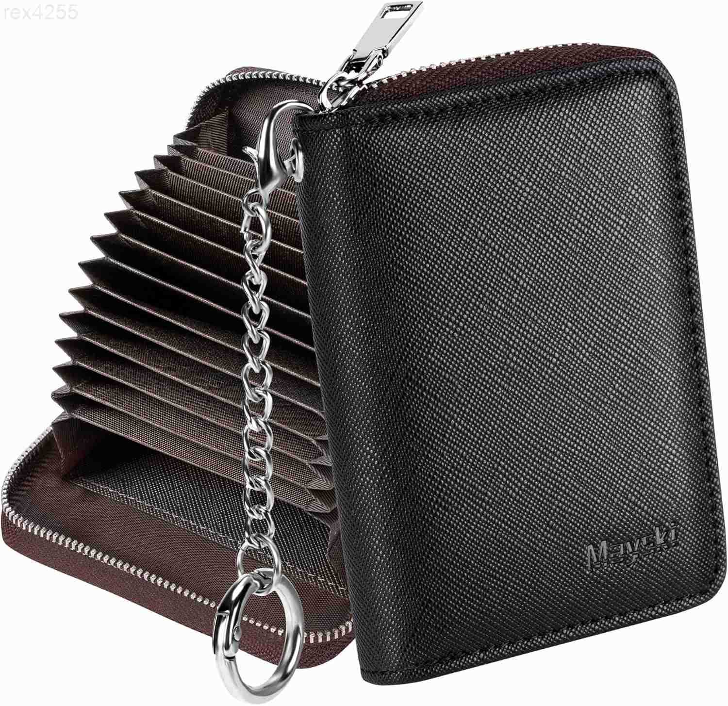 Credit Card Holder Zipper Credit Card Wallet for Women Small Accordion Card Cases Holder KeyChain Wallet Business Card Cases BlackW250911