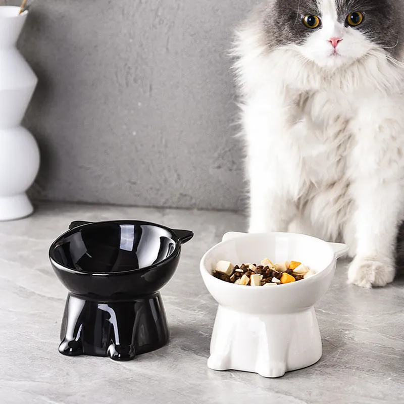 Cat Bowl Large Capacity Pet Bowl Cat Food Bowl Neck Guard Kitten Diagonal Pet Bowl