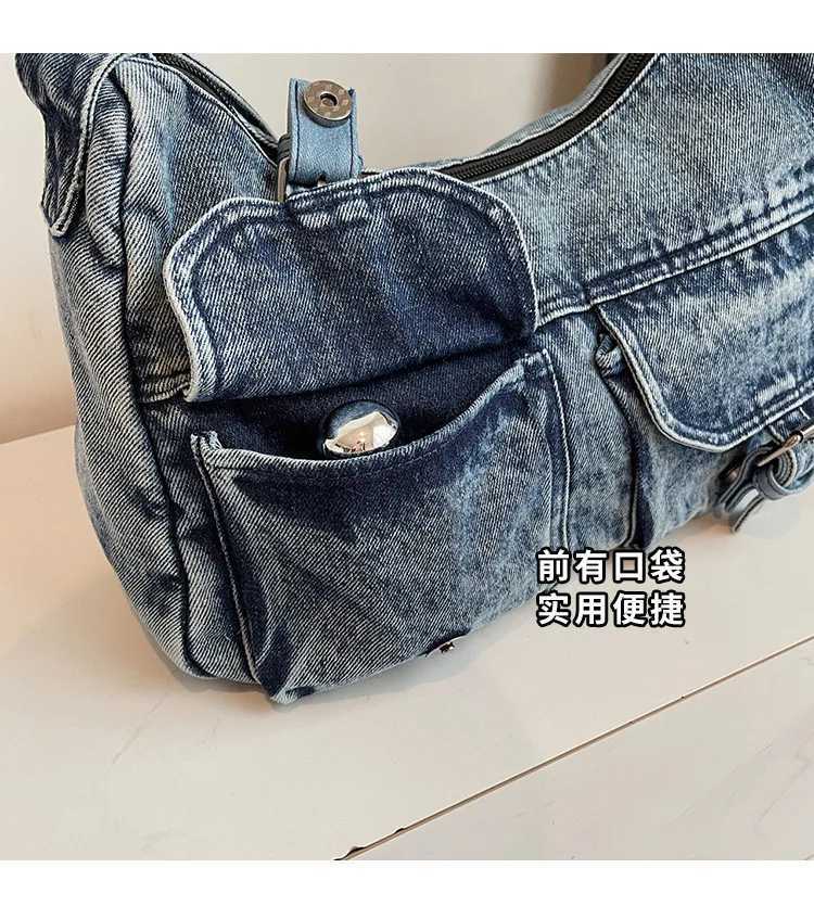 Womens Designer Denim Bag Retro MultiPocket Crossbody Shoulder Bag with Unique Style Fashionable Denim Handbag for Women W250911