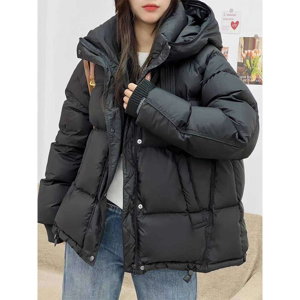 Lagabogy 2025 New Winter Women's Hooded Puffer 90% White Duck Down Thickened Short Jacket Female Casual Versatile Outwear