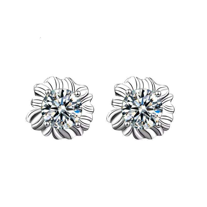 Cute Exquisite Green Moissanite Niche Design Sterling Sier Earrings Women's Ins Style Suower Collection