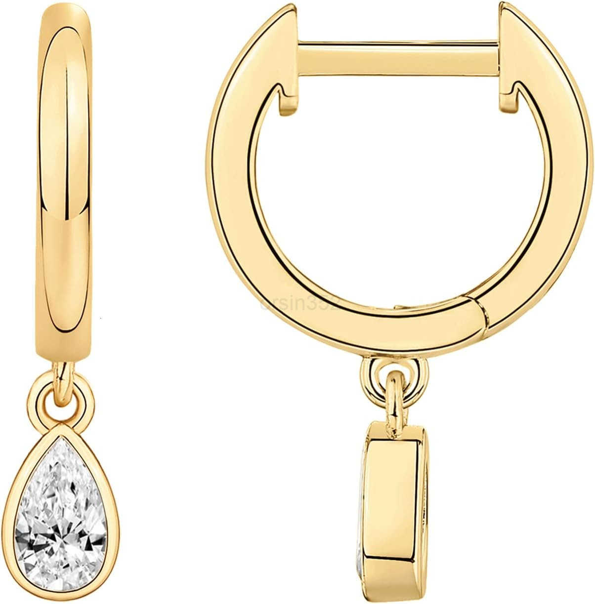 14K Gold Plated S925 Sterling Silver Post Lightweight DropDangle Huggie Earrings for Women Religious Ornament Cross Evil Eye Clover Celtic Dainty Earr