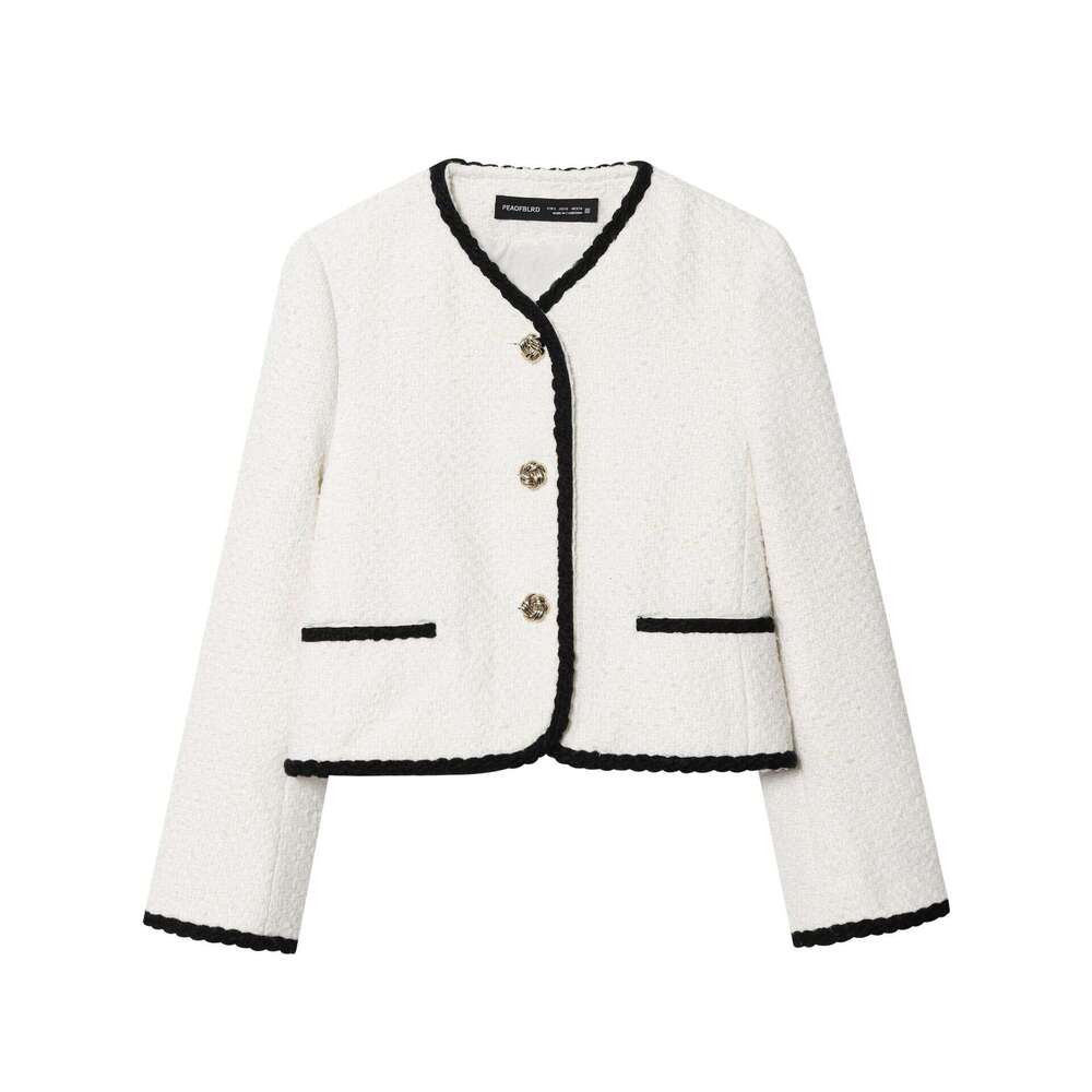 DHEssentials Autumn and Winter French Style Fashion Versatile Color-Block Trim Fleece Jacket