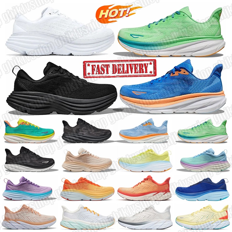kawana clifton 9 bondi 8 designer shoes for womens mens running sneakers pink triple black white navy blue grey purple orange men women outdoor shoes free shipping