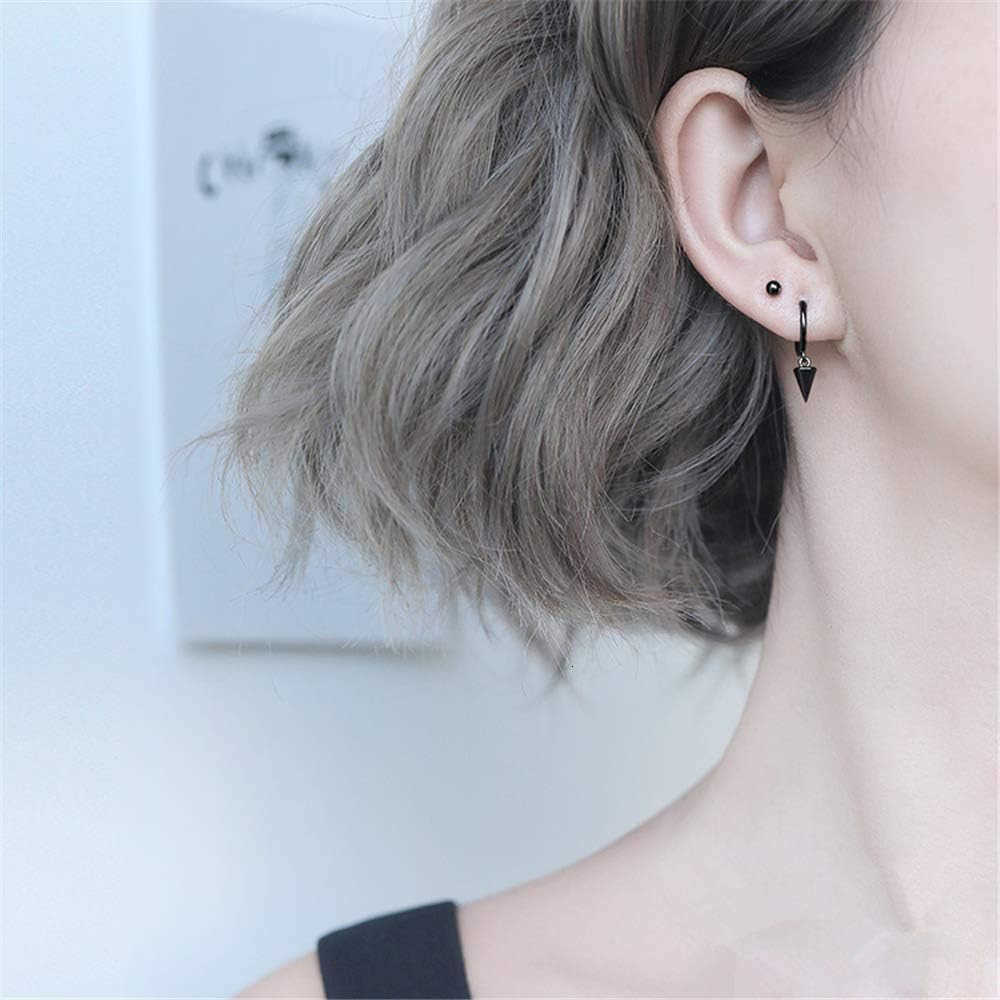 Punk Spike Dangle Drop Hoop Earrings for Women Teen Girls Men Sterling Silver Charms Hoops Cuff Cartilage Stud Tragus Helix Wrap Minimalist Geometric 