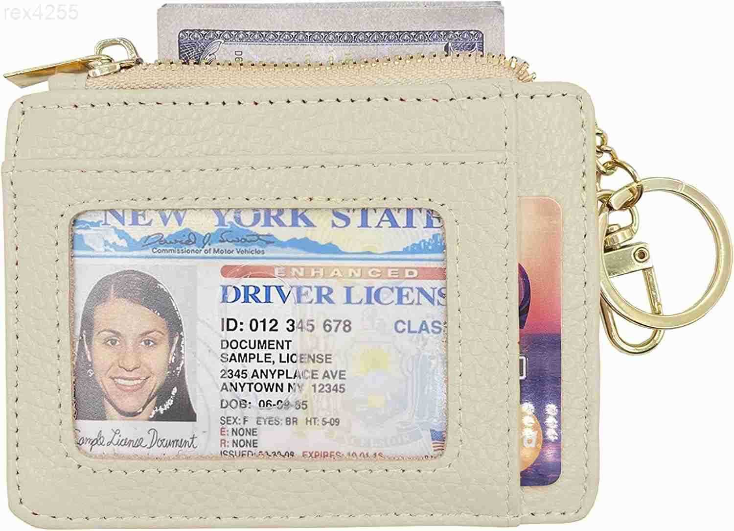 Slim RFID Credit Card Holder for Women Mini Front Pocket Wallet Purse With KeychainW250911