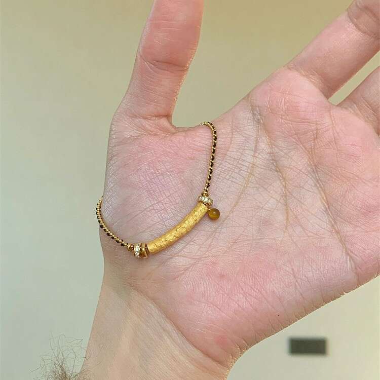 Light Style Tiger Eye Stone Black Gold Braided Rope Bracelet for Women, and Versatile Necklace, Unique Niche Design Jewelry