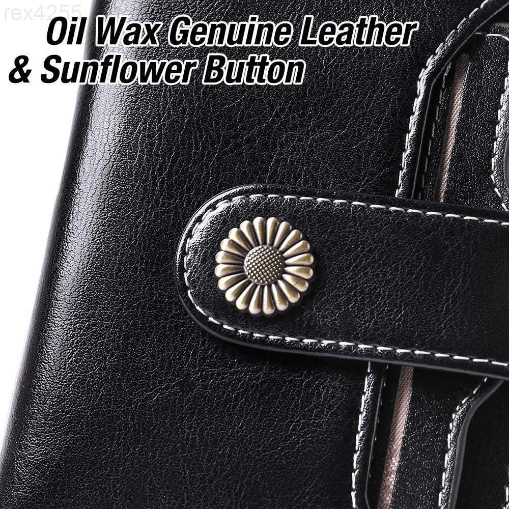 Wallet for Women Leather Small RFID Blocking Bifold Zipper Pocket Card Holder with ID Window BlackW250911