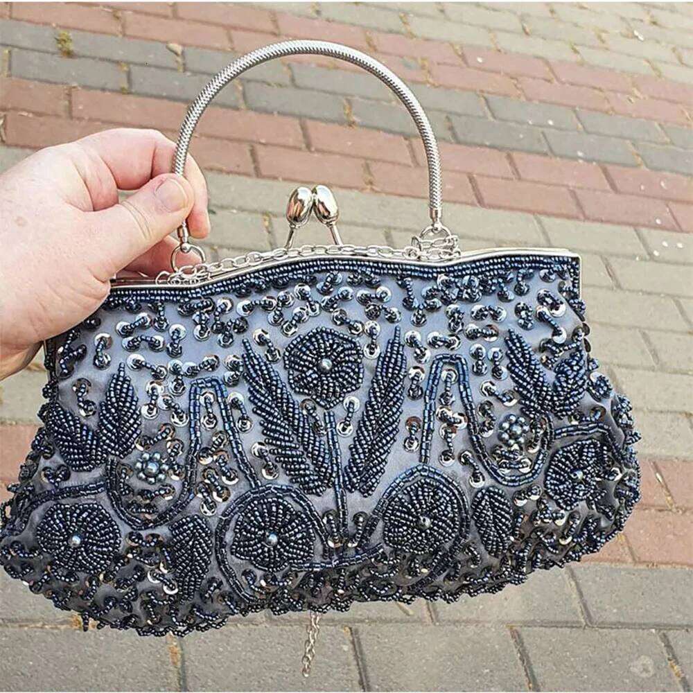 Clutch Ladies Beads Evening Bags Wedding Party Bridal Embroidered Handbag Women Solid Retro Small Totes Mini Wallets