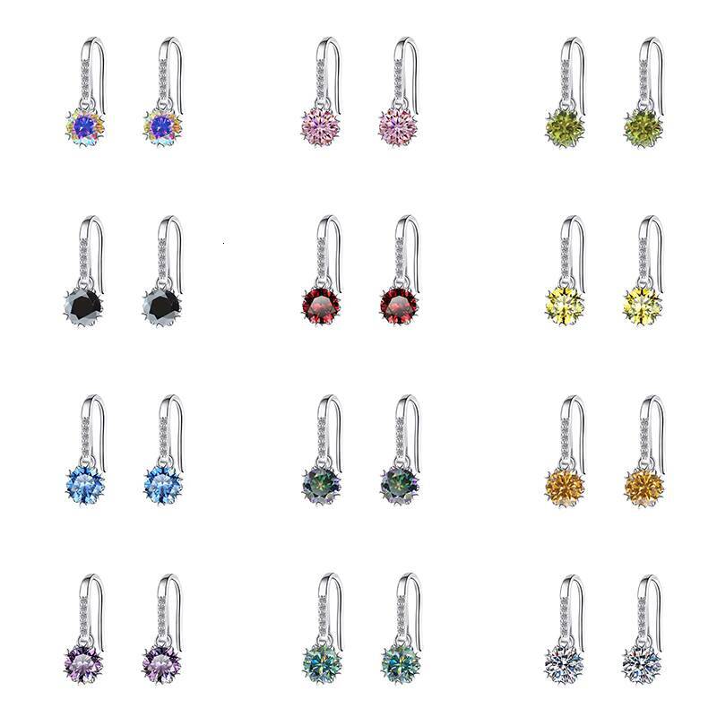 Fine Jewel Four Claws S925 Silver Design GRA Test Drill Pen 1205Ct Pink Color Moissanite Pendant Earrings of Ladies