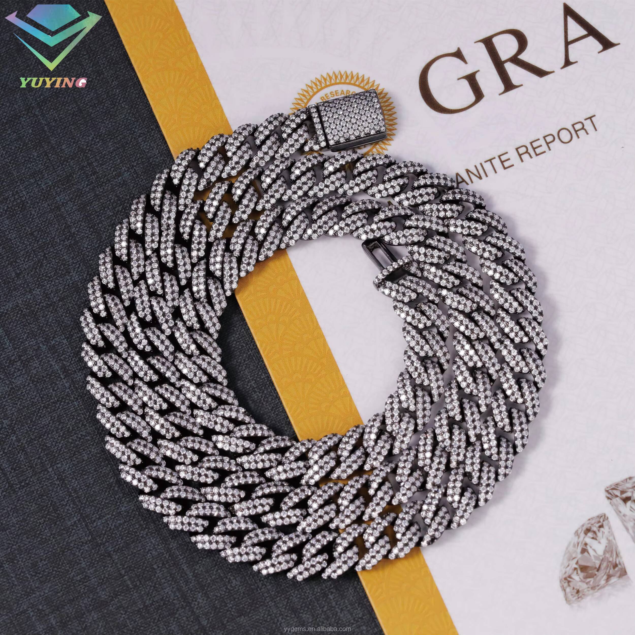 Fashion Jewelry RTS 9mm Solid Silver Cuban Link Chain Iced Out Brilliance VVS Moissanite Necklace