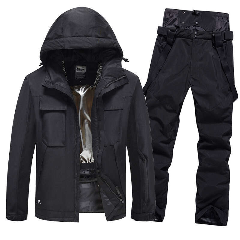 Trendy Solid Color Ski Suits, Windproof, Warm Cold Proof, Thickened Single Double Board Skiing Clothes And Pants Equipment, Large Size