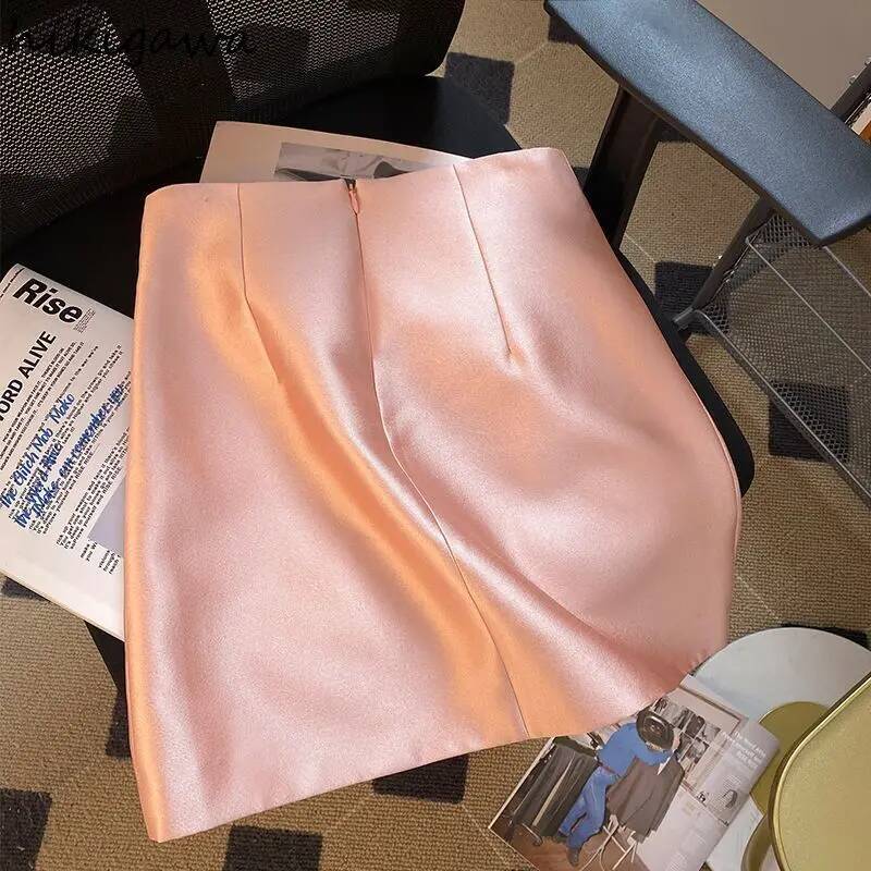 Temperament Women Skirt High Waist A-line Jupe Fashion Beading Vintage Saia Korean Mini Skirts 2025 Faldas Mujer De Moda 27r897 dongdumaoyi