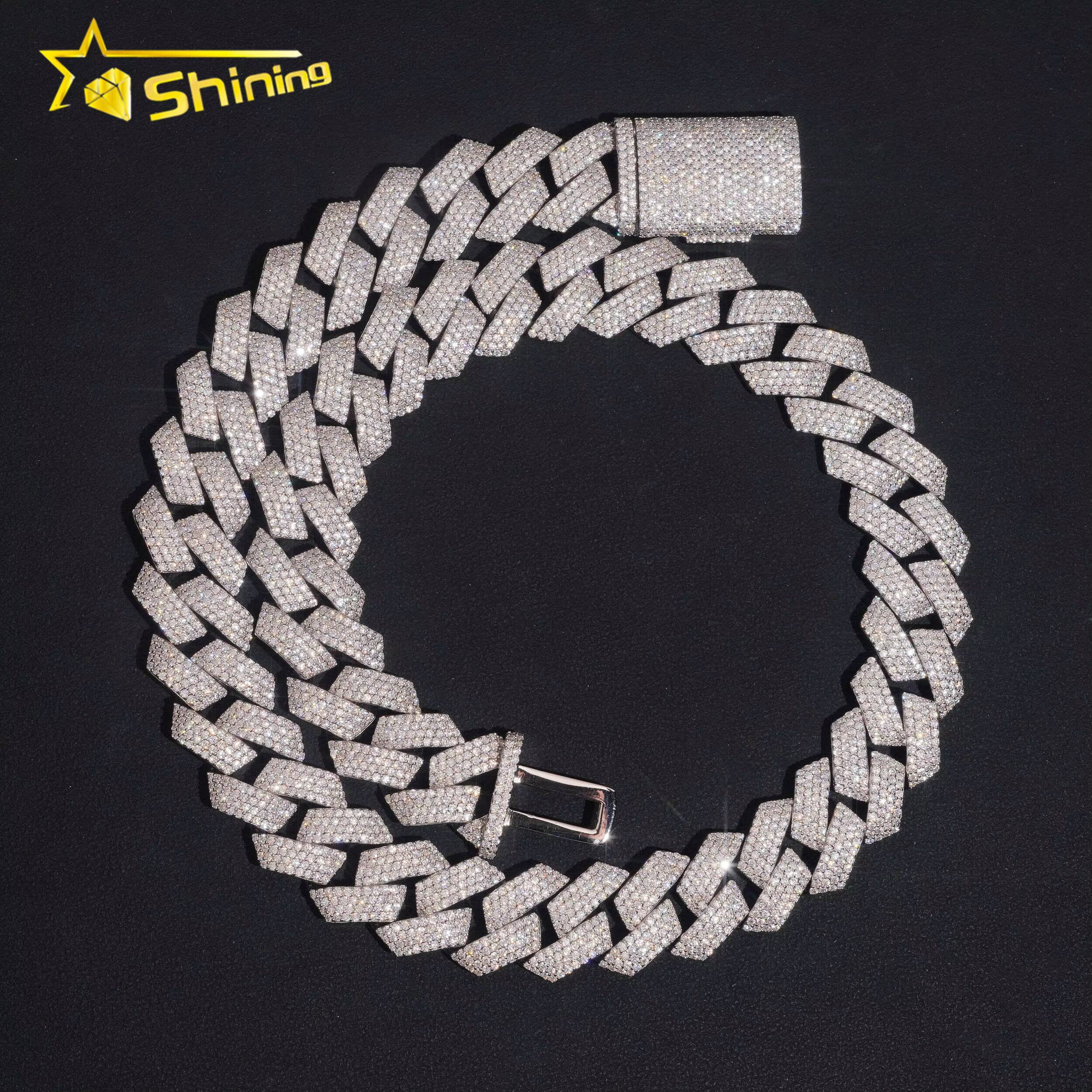 Hip Hop Jewelry 18mm 4 Rows Chain 925 Sterling Silver GRA Certificate Iced Out Necklace Moissanite Cuban Link Chain