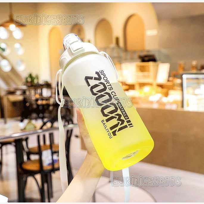 Super Large Capacity Sports Cup Tritan Portable Straw Spring Cover Outdoor Anti Falling Frosting Two Color Cup with Kettle H250911