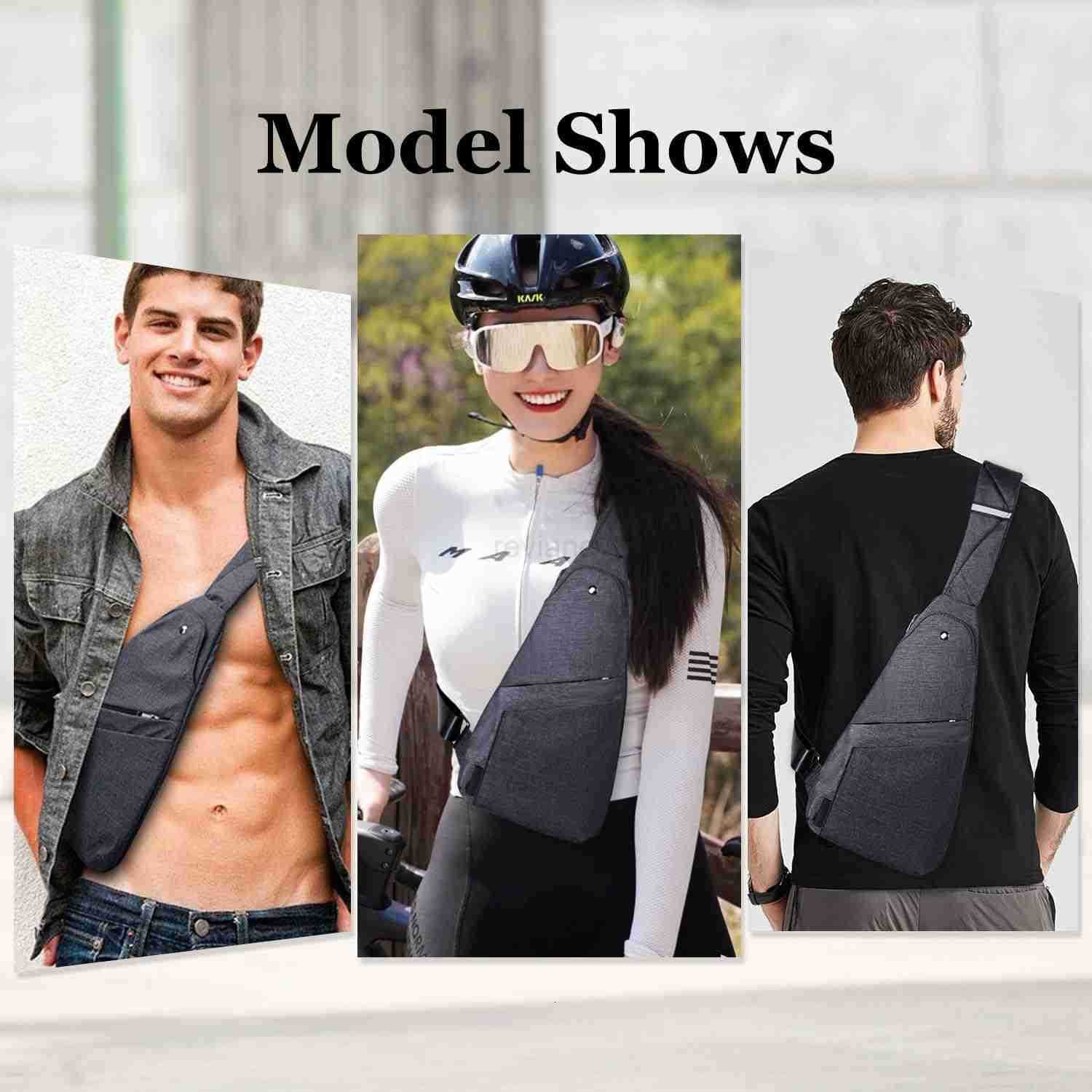 Sling Bag AntiThief Crossbody Personal Pocket Bag Lightweight Chest Shoulder Backpack for Travel Hiking Dark GreyW250911