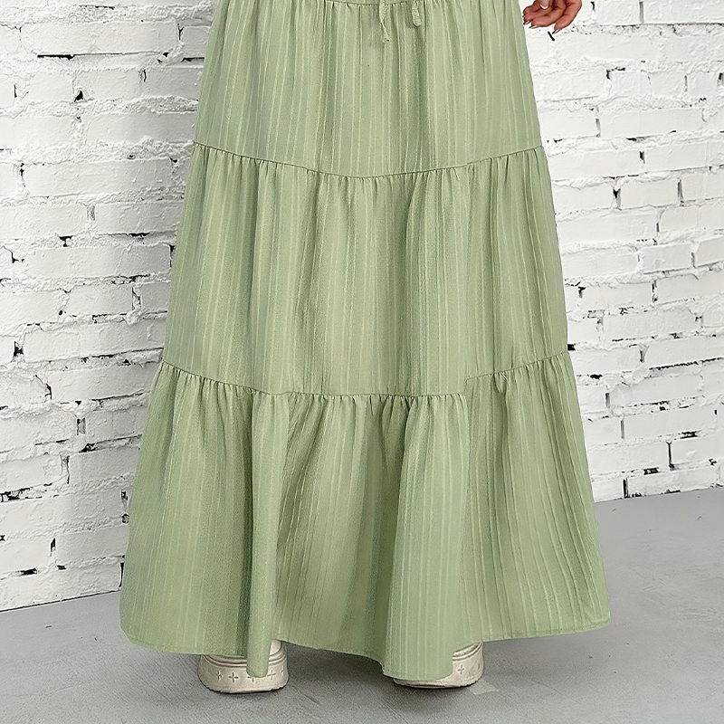 Elegant half-length skirt with LACES and large hem, loose long skirt in the style of Europe and America for women