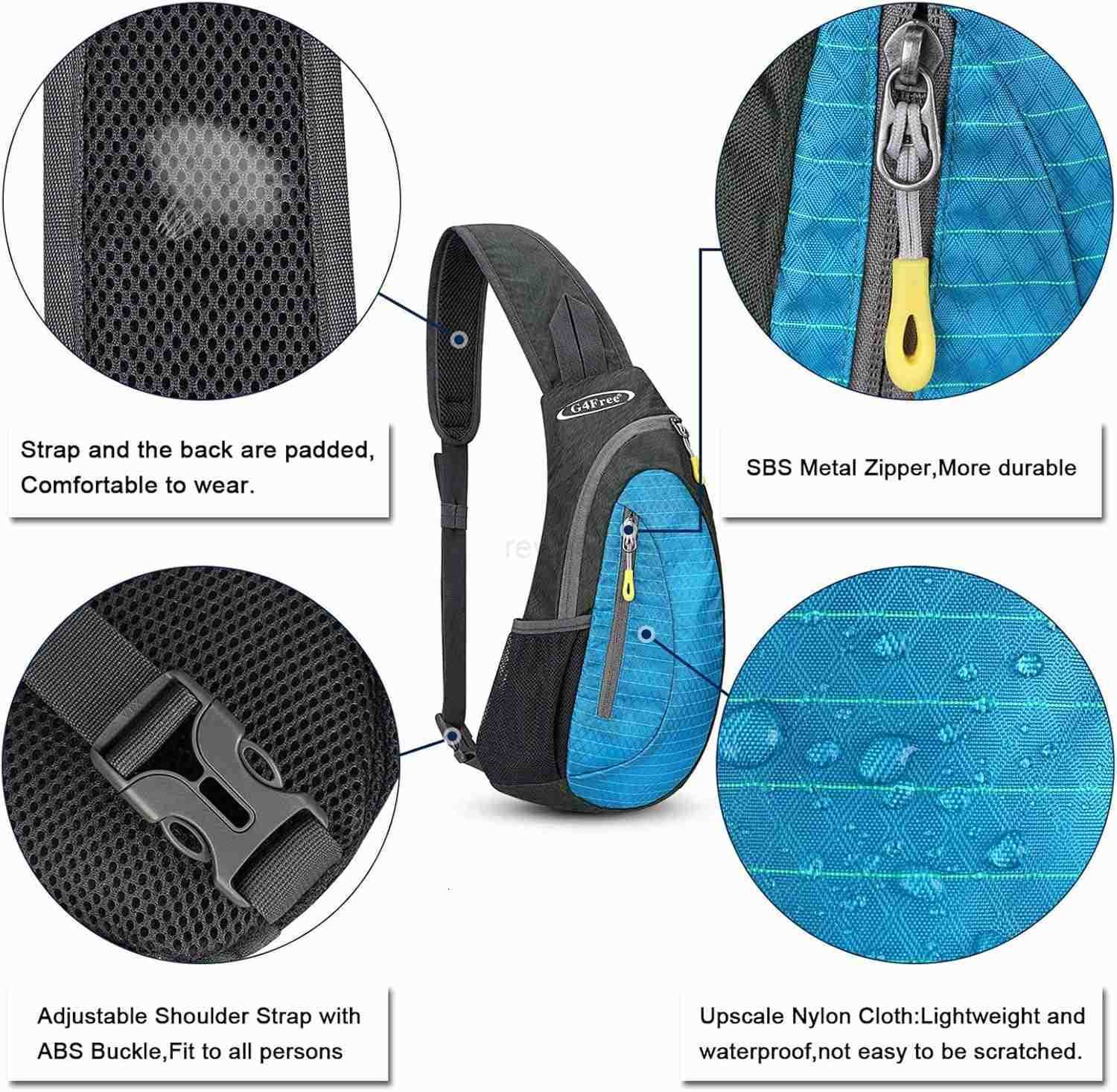 Sling Bag for Men Women Small Crossbody Backpack Lightweight Chest Shoulder Bags for Travel Outdoor and Sports Light BlueW250911