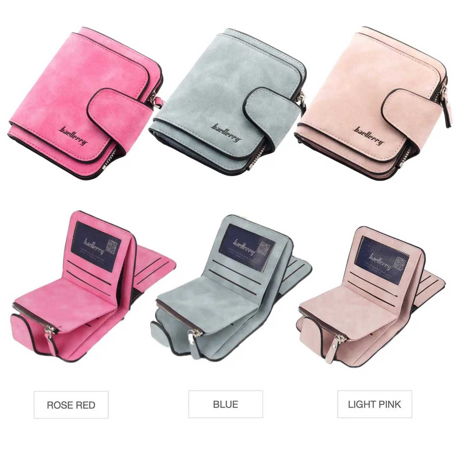 Buckle Abrasive Leather PU Womens Short Wallet Fashion Casual Trifold Purse MultiCard Holder Coin Purse W250911