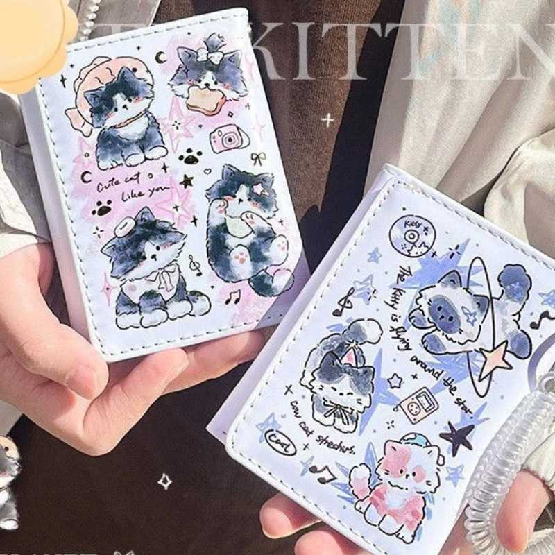 PU Leather Cute Women Wallet Coin Purse Simple 3 Folds Multicard Slots Card Holder Cute Cat Dog Short Wallets for Girls W250911