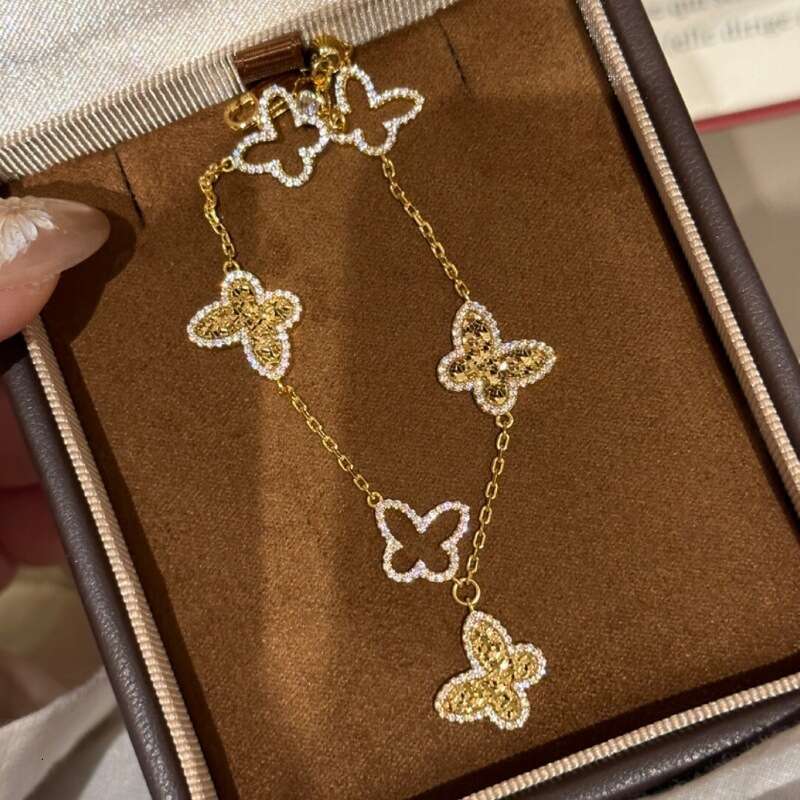 Light New Chinese Style Crushed Ice Butterfly Bracelet Hollow High-End Exquisite Design Sense Layered Wear Jewelry