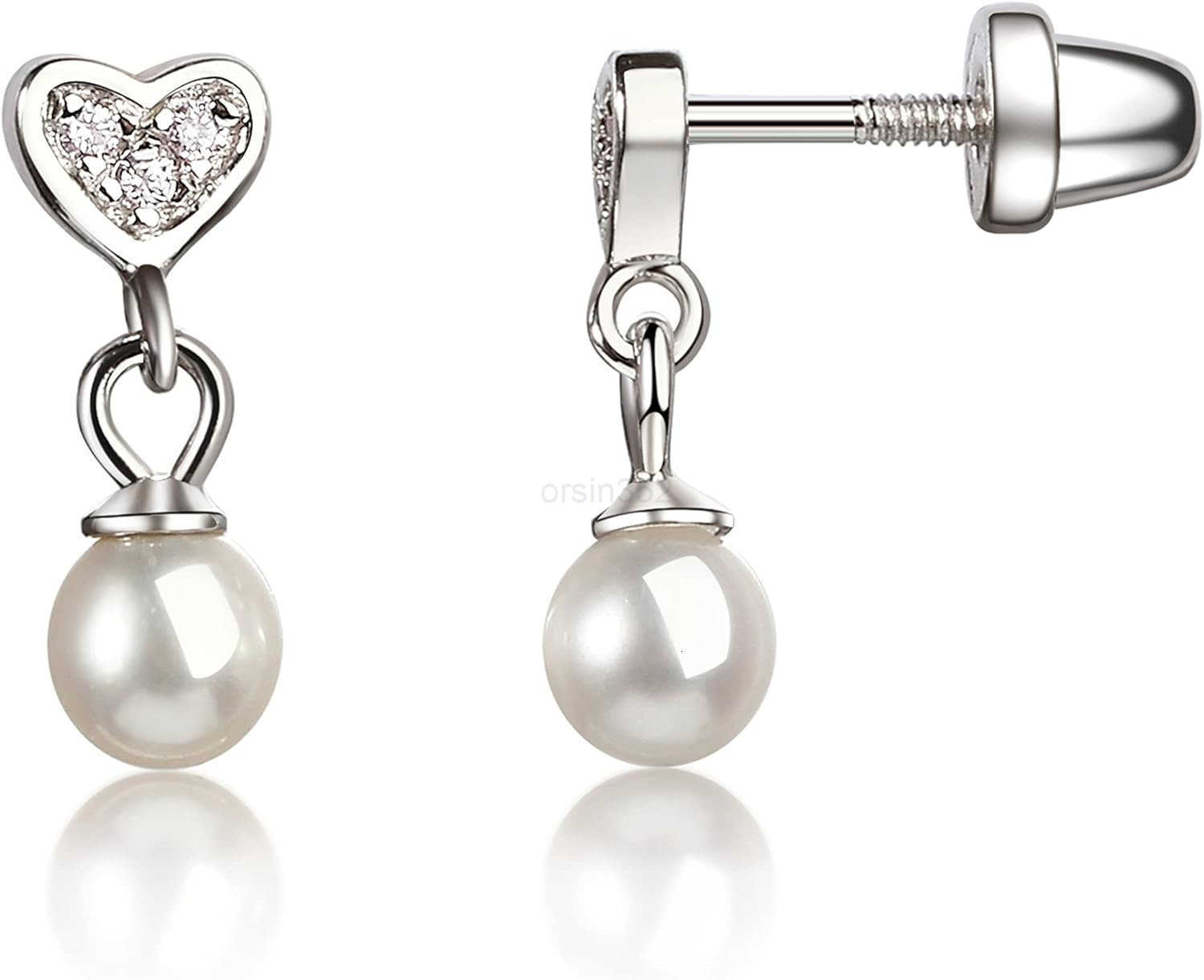 Moments Girls Sterling Silver Earring with Drop Cultured Pearl and Screw BacksW250911
